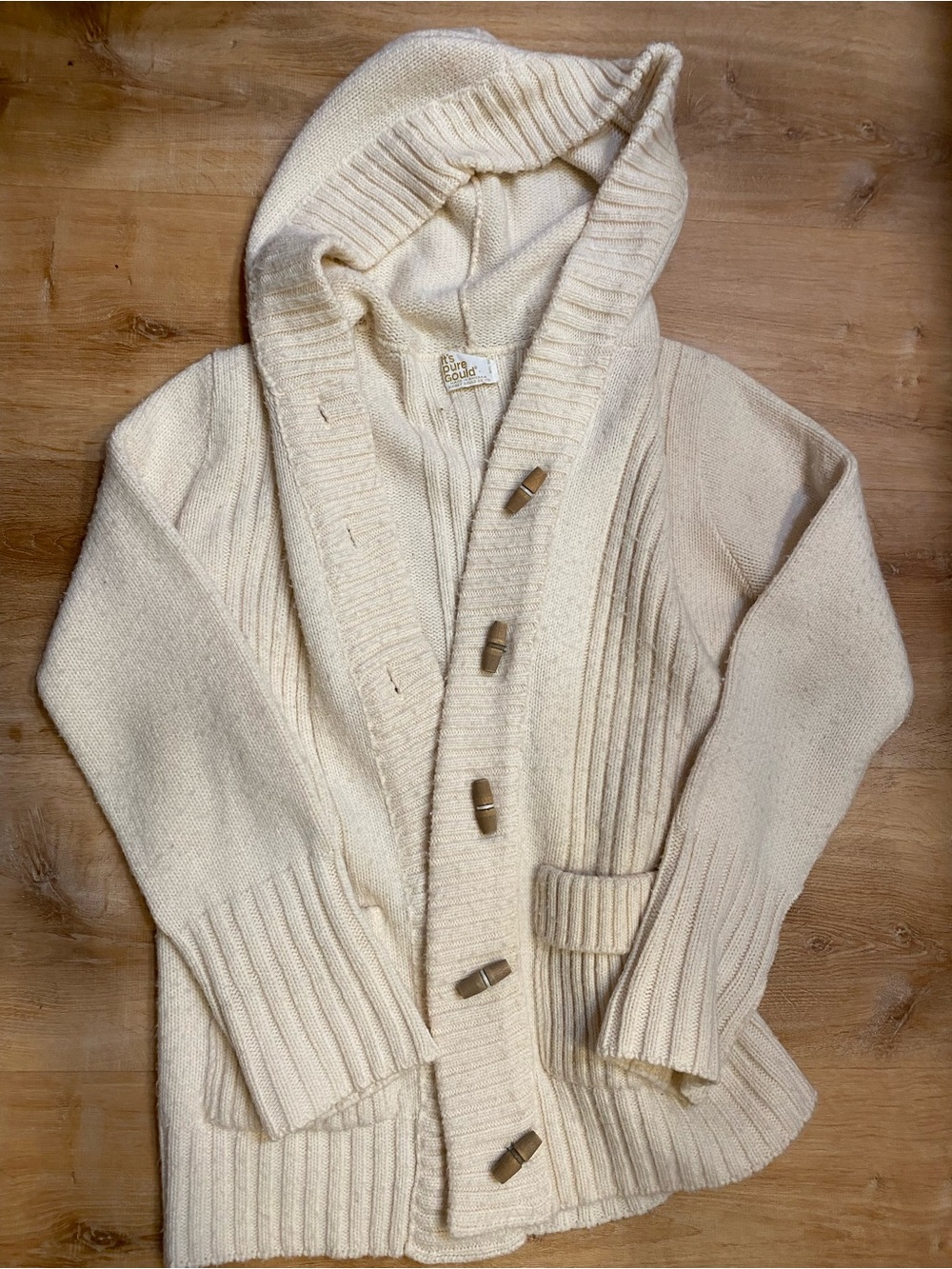 Vintage 70s Classic Cream Hooded Toggle Sweater - It’s Pure Gold